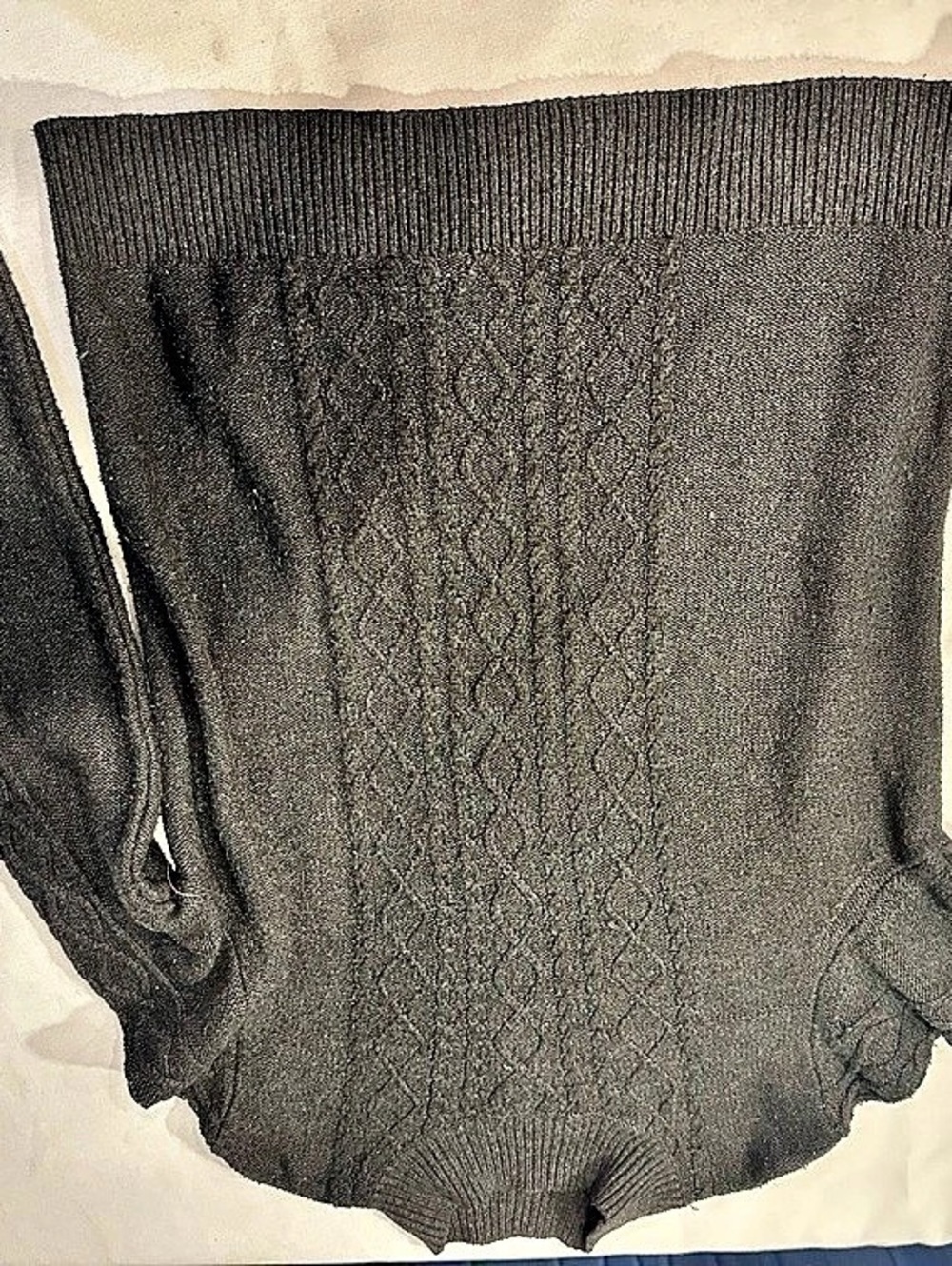 Elie Tahari Mock Neck Cable Knit Pullover Sweater Black large men